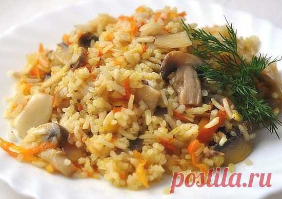 Постный плов с грибами
