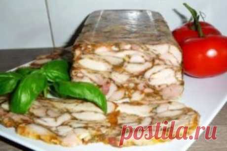 Очень вкусная домашняя куриная ветчина с грибами