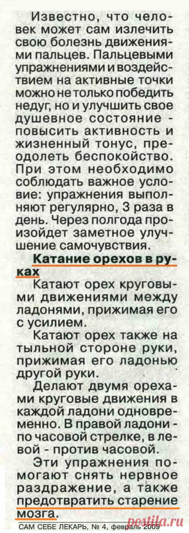 Катание орехов в руках помогает предотвратить старение мозга