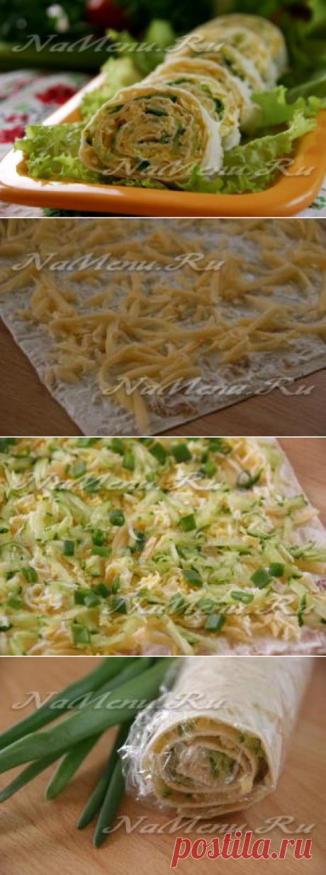 Рулет из лаваша с огурцом и сыром - рецепт с фото
