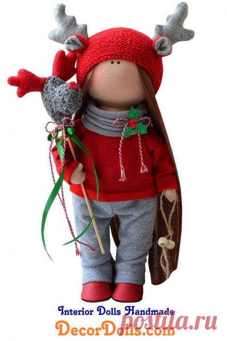 Christmas Decor Doll, New Year Art Doll, Textile Red Doll, Tilda Baby Doll, Interior Rag Doll, Handmade Soft Doll, Decor Gift Doll by Olga S Hello, dear visitors!This is handmade cloth doll created by Master Olga S. (Karaganda, Kazakhstan).  Doll is made BY ORDER. Order production time is 10 - 14 days. FREE SHIPPING TO ANY COUNTRY.Doll is 30 cm (11.02 inch) tall and made of only quality materials.You can find them in our shop searching by artist name, state