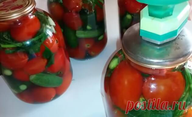 Маринованные огурцы с помидорами сладкие на зиму в банках