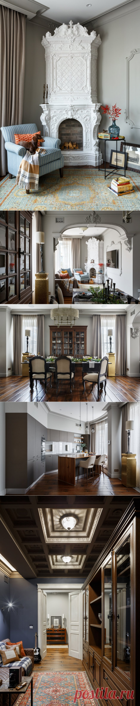 Изразцовый камин, современная кухня и такса: удивительная квартира в Петербурге — INMYROOM