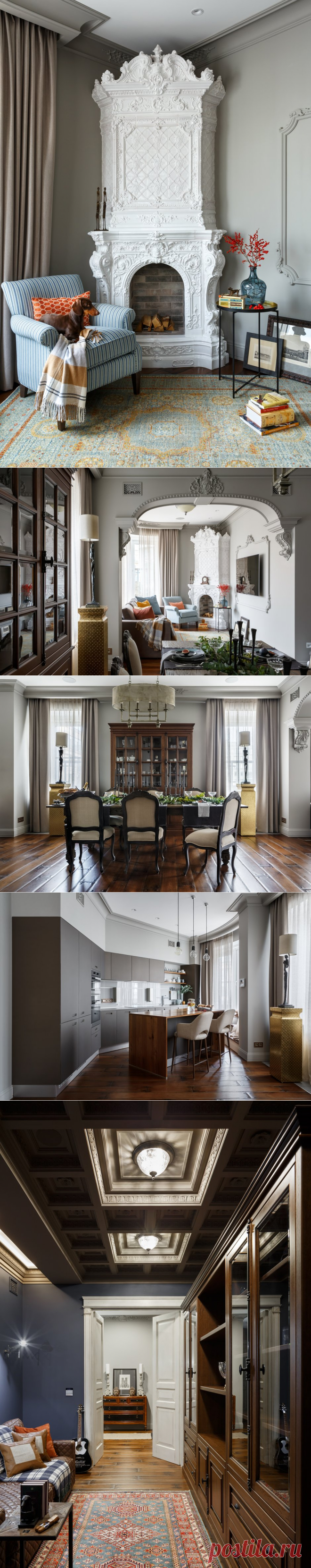 Изразцовый камин, современная кухня и такса: удивительная квартира в Петербурге — INMYROOM