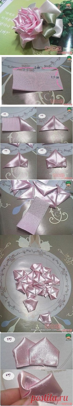 Нежная розочка из атласной ленты — Сделай сам, идеи для творчества - DIY Ideas