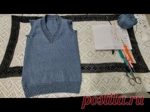 Безрукавка спицами для мальчика 3-4 лет (свяжет даже начинающий) (часть 2)