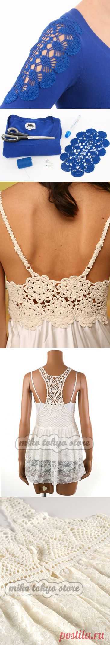 Делаем вязаную вставку на одежде своими руками | Варварушка-Рукодельница