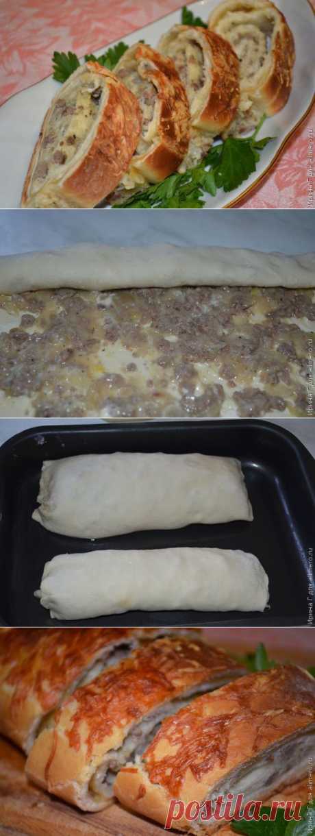 Слоеный рулет с мясным фаршем