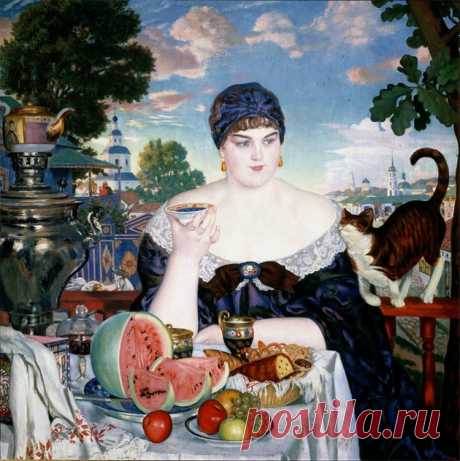 "Купчиха за чаем". Борис Кустодиев. История любви и мести
