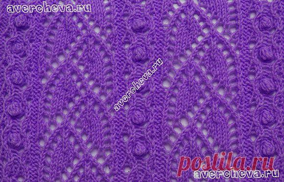 узор 322 листочки из Японии | каталог вязаных спицами узоров