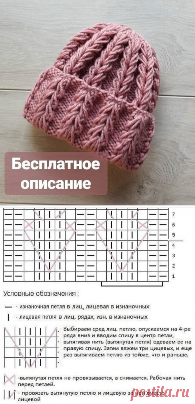 Вяжем шапочку объемным узором