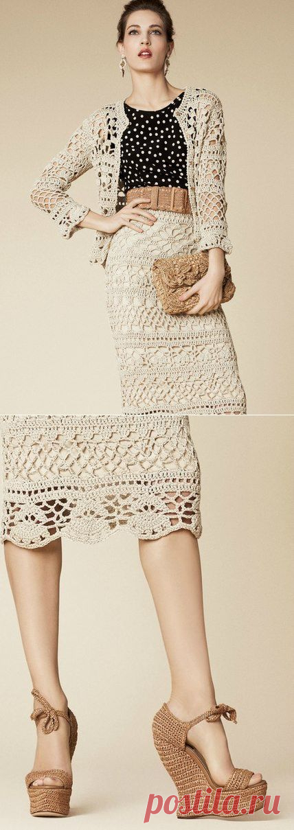 Вязание: ажурный летний костюм из коллекции Dolce&Gabbana 2013 .