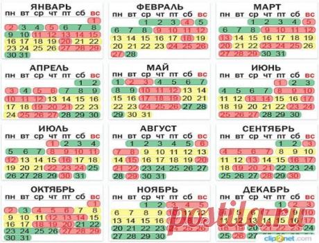 👉2017 год. Зеленые - благоприятные дни, желтые - убывающая луна, красные - неблагоприятные дни для посадки/пересадки.👈