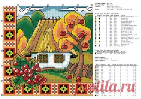 Схемы вышивки домиков крестом. Подборка.