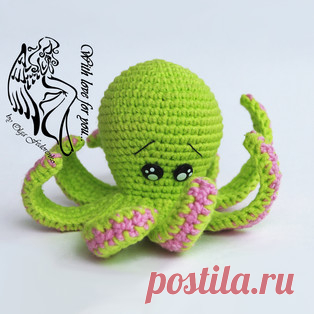 Осьминожек амигуруми. Схемы и описания для вязания игрушек крючком! Бесплатный мастер-класс от Ольги Федоренко по вязанию осьминожка крючком. Высота вязаной крючком игрушки около 6 см, в диаметре с щупальцами примерно…
