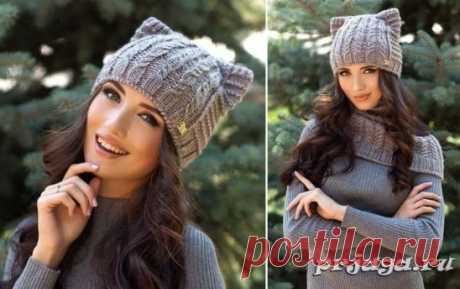 Шапочка кошка спицами
Описание: https://prjaga.ru/vyazanie-dlya-zhenshchin/shapka-beret/shapochka-koshka-spicami