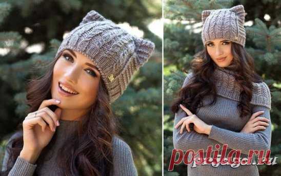 Шапочка кошка спицами
Описание: http://prjaga.ru/vyazanie-dlya-zhenshchin/shapka-beret/shapochka-koshka-spicami