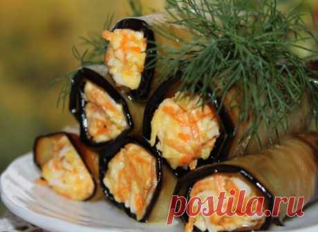 Изумительные рулеты из баклажан с корейской морковью и сыром Невероятно вкусное и красивое блюдо!