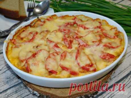 Картофель с куриным филе под сырной  шапкой - пошаговый рецепт с фото на Повар.ру
