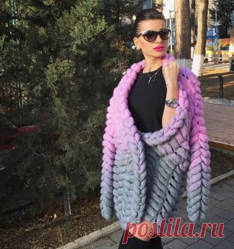 Кардиган из азиатских колосков (Шиншилла) спицами