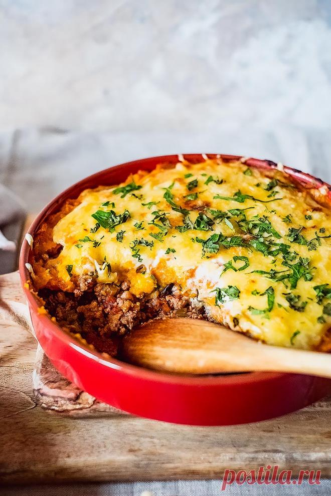 Мусака с баклажанами и бататом - простая запеканка на компанию