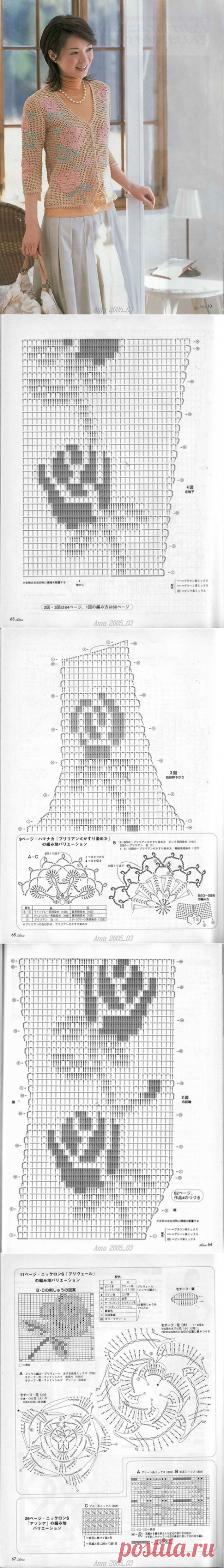 Кофточка с розами_филейка