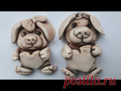 Символ 2018 года - собачка - магнит на холодильник. Видео мастер-класс.