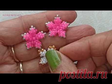 Flower Post Earrings/Handmade beaded jewelry making Video Tutorial/Diy