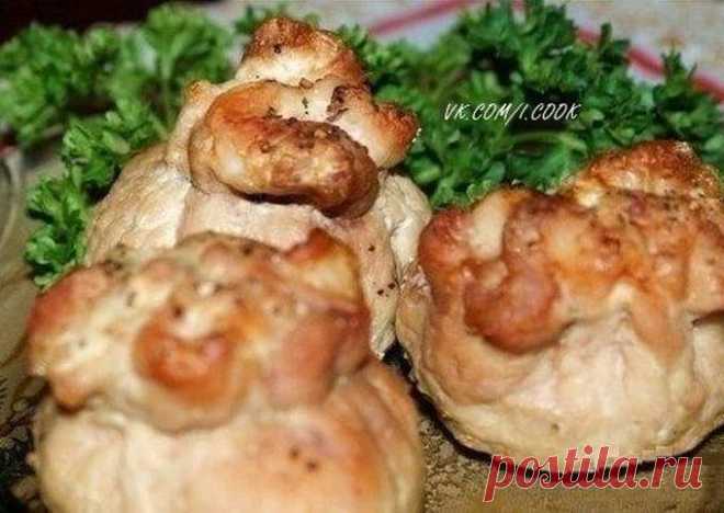 Мешочки с сыром и грибами