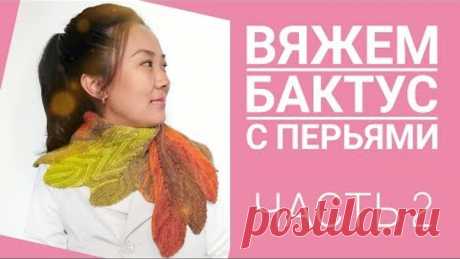 ВЯЖЕМ БАКТУС С ПЕРЬЯМИ /Pinchashawl/ ЧАСТЬ 2