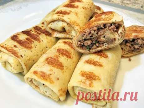 БЛИНЧИКИ с МЯСОМ. Блины.Просто и Вкусно!  Pancakes With Meat.