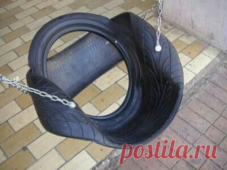 Качели из шины