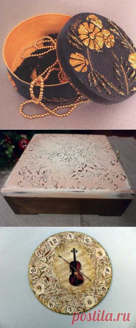 Структурная паста для декупажа. Рукоделие - мое ремесло
3D изображения  новичку вряд ли под силу, ну а узоры при помощи пасты с помощью трафаретов или нанесение так называемого «снежка» - с этим справится даже начинающий. - Источник: Рукоделие - мое ремесло https://rukodelie1.com/publ/tehniki_rukodelia/dekupazh/strukturnaja_pasta_dlja_dekupazha/23-1-0-42