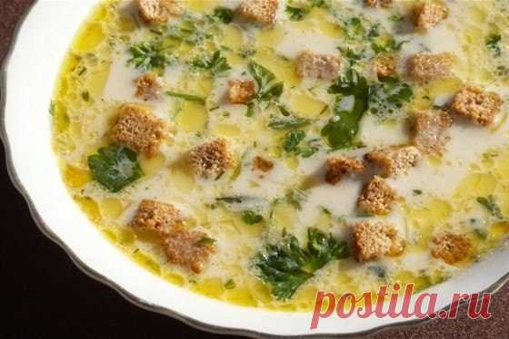 Рецепт сырного супа с шампиньонами и сухариками