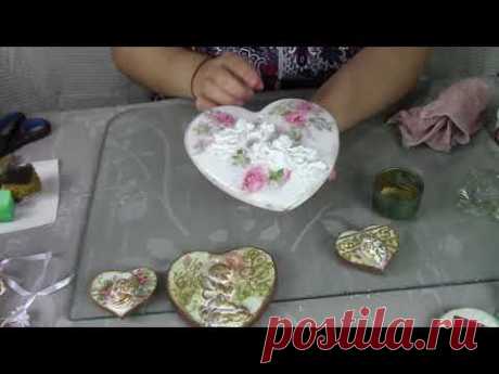 Гипсовые сердечки с ангелами ХоббиМаркет