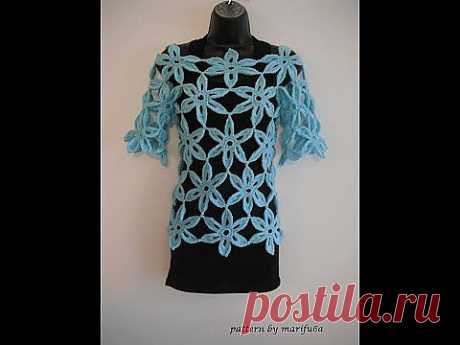 how to crochet flower tunic top sweater free pattern tutorial - YouTube
Есть мастер-класс