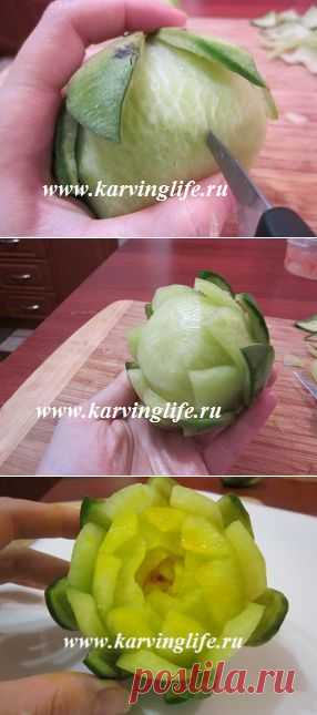 Урок карвинга. Цветок из овощей, цветок из редьки. | Карвинг и красивые рецепты