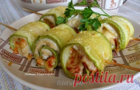Рецепты: Суперские рулетики из кабачков с куриным мясом