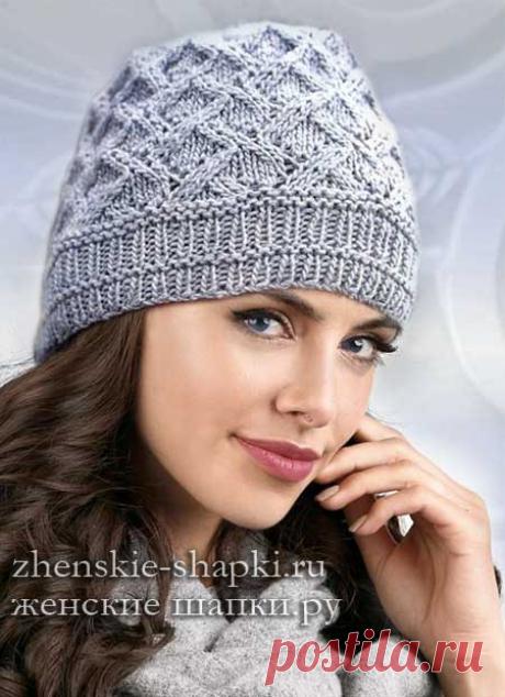 Женские шапки спицами описание шапки спицами и схемы