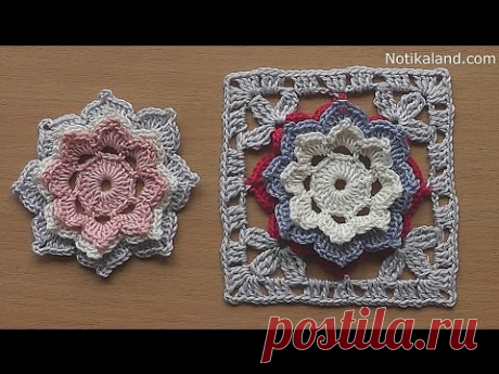 CROCHET How to crochet Flower Granny Square Tutorial for baby blanket - YouTube