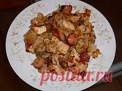 Идеадор Вкусные рецепты. IDEADOR delicious recipes - Горячее (2-е блюдо) - Тушеная капуста с мясом и сардельками.