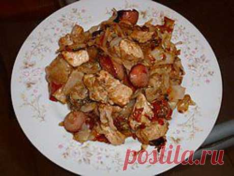 Идеадор Вкусные рецепты. IDEADOR delicious recipes - Горячее (2-е блюдо) - Тушеная капуста с мясом и сардельками.