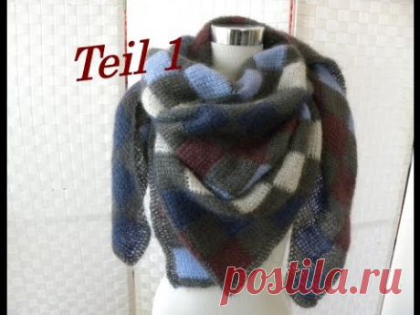 Tunesisch Häkeln - Entrelac Lace-Tuch mit Quadraten - Veronika Hug Teil 1