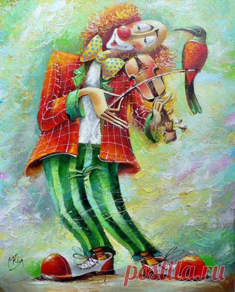 The symbol of the circus - clowns - paintings by Yuri Matsik - ego-alterego.com