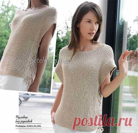 Пуловер со шнуровкой и тапочки-следочки спицами - медиаплатформа МирТесен