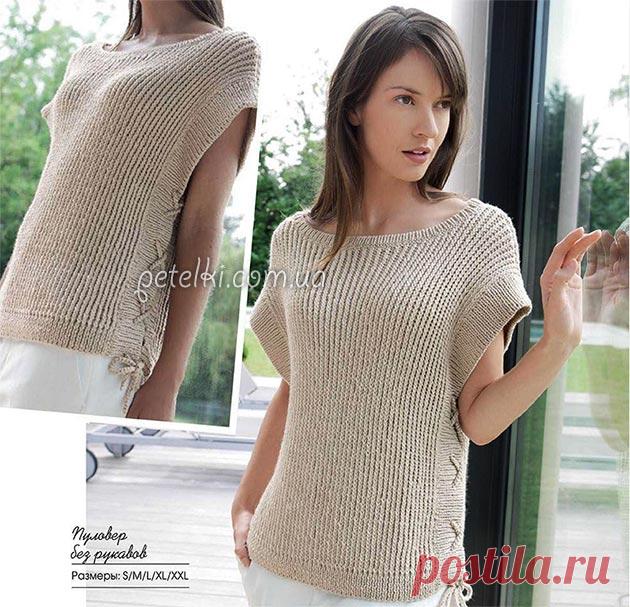 Пуловер со шнуровкой и тапочки-следочки спицами - медиаплатформа МирТесен