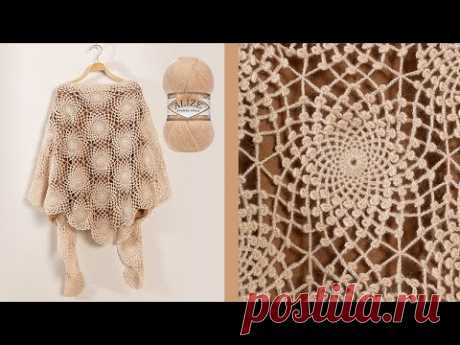 Alize Angora Gold ile Ortanca Motifli Şal | Shawl Tutorial | Изготовление Шали