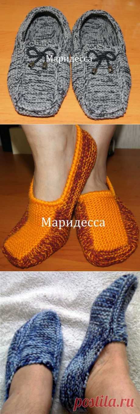 Тапочки - Мокасины спицами