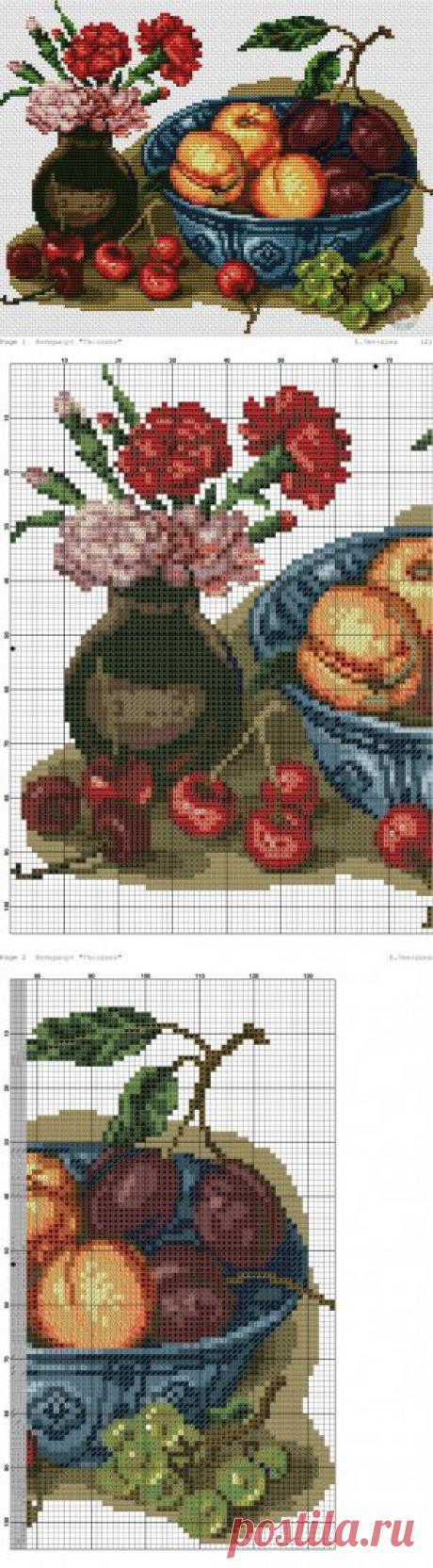 Натюрморт &amp;#171;Гвоздики&amp;#187; | Все о рукоделии: схемы, мастер классы, идеи на сайте labhousehold.com