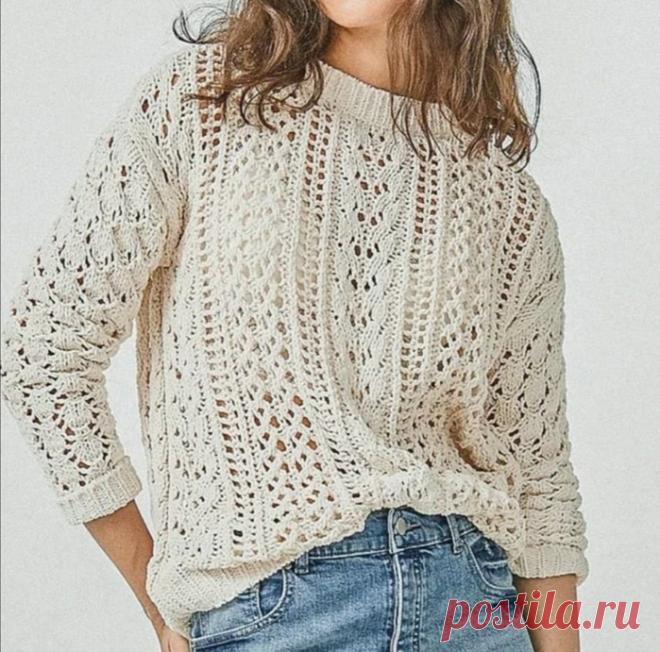 Схема для ажурного джемпера из 4 узоров...